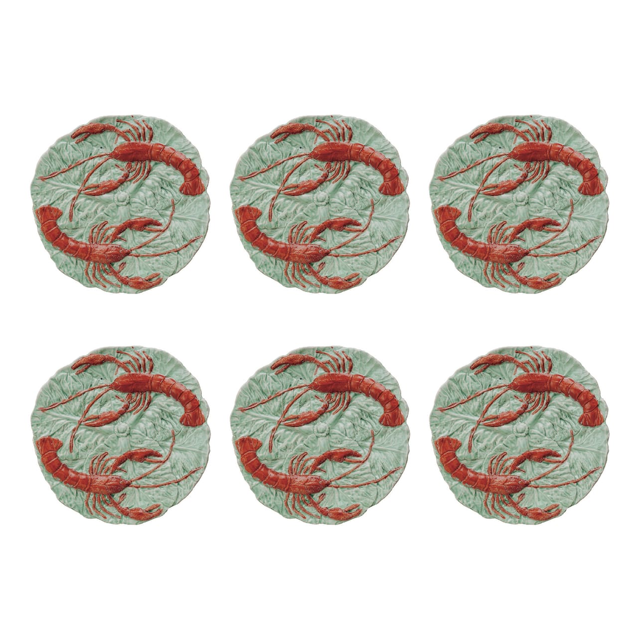 Hello Honey® 10.25" Red & Blue Lobster Feast Stoneware Plates, 6ct.